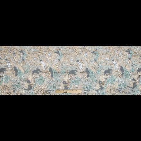 Aqua and Metallic Gold Luxury Abstract Burnout Brocade