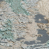 Aqua and Metallic Gold Luxury Abstract Burnout Brocade
