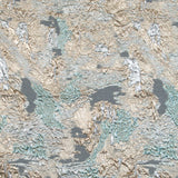 Aqua and Metallic Gold Luxury Abstract Burnout Brocade