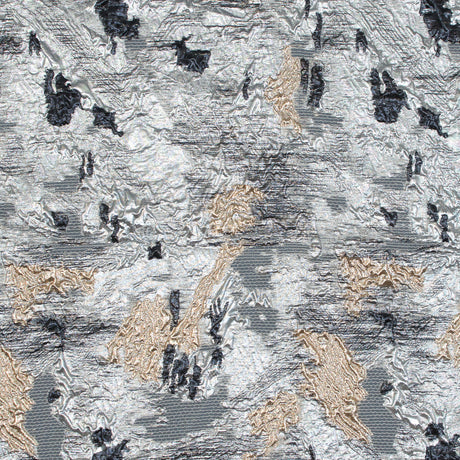 Silver, Black and Gold Luxury Floral Metallic Brocade