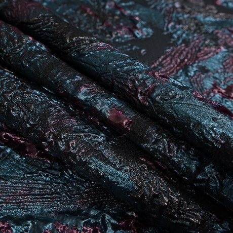 Magenta and Teal Luxury Floral Metallic Brocade