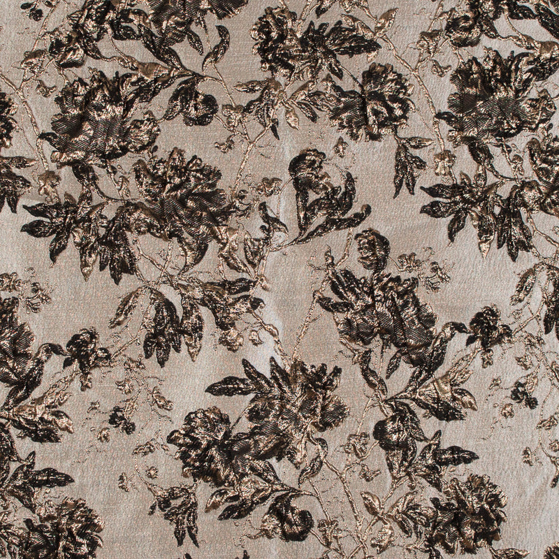 Gold and Black Luxury Floral Metallic Brocade