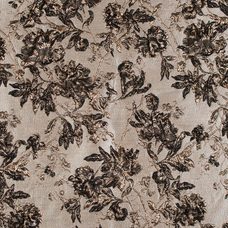 Gold and Black Luxury Floral Metallic Brocade