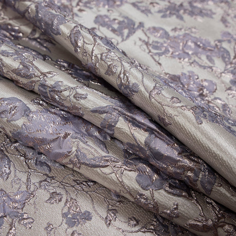 Pale Gold and Lavender Luxury Floral Metallic Brocade
