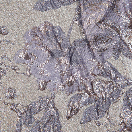 Pale Gold and Lavender Luxury Floral Metallic Brocade
