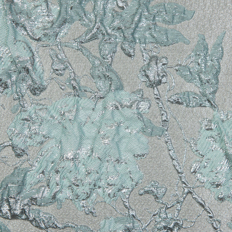 Pale Gold and Seafoam Blue Luxury Floral Metallic Brocade