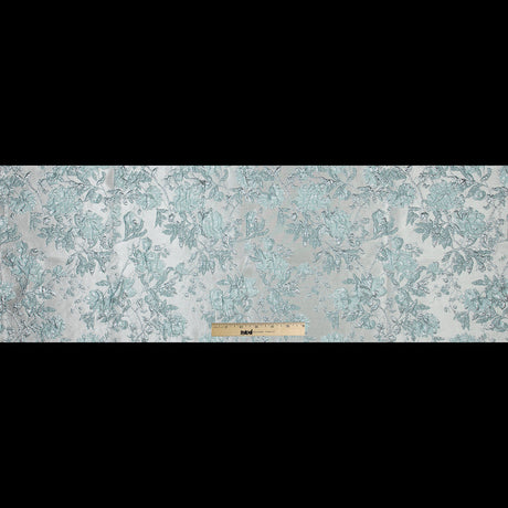 Pale Gold and Seafoam Blue Luxury Floral Metallic Brocade