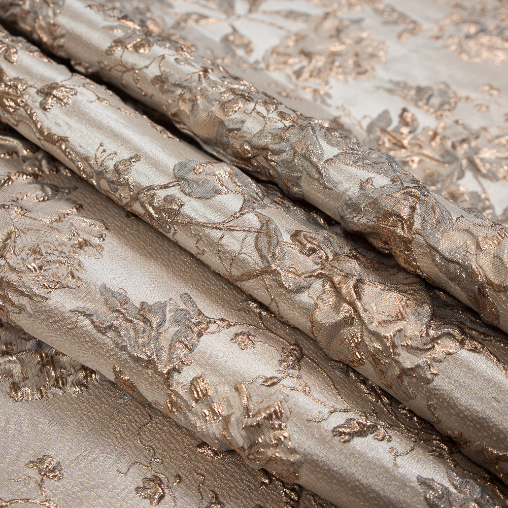 Pale Gold and Beige Luxury Floral Metallic Brocade