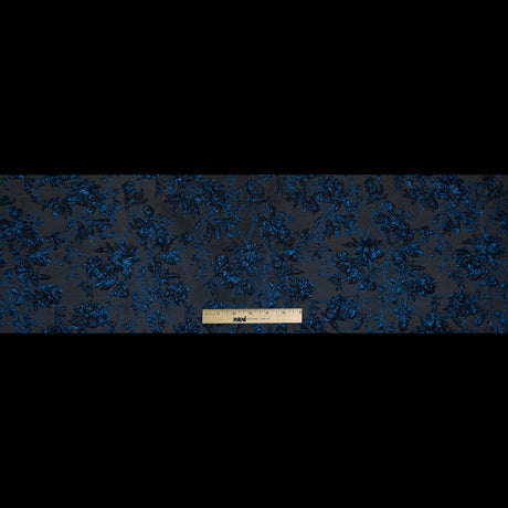 Blue and Black Luxury Floral Metallic Brocade