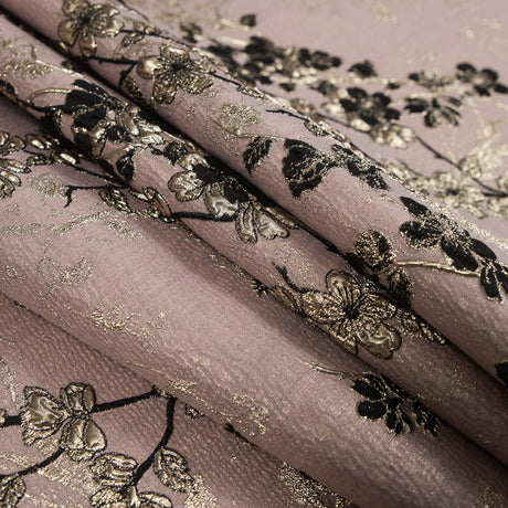 Pink, Black and Gold Luxury Floral Metallic Brocade