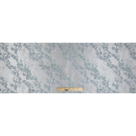 Aqua and Silver Luxury Floral Metallic Brocade