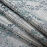 Aqua and Silver Luxury Floral Metallic Brocade