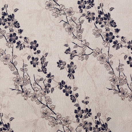 Rose Gold and Navy Luxury Floral Metallic Brocade