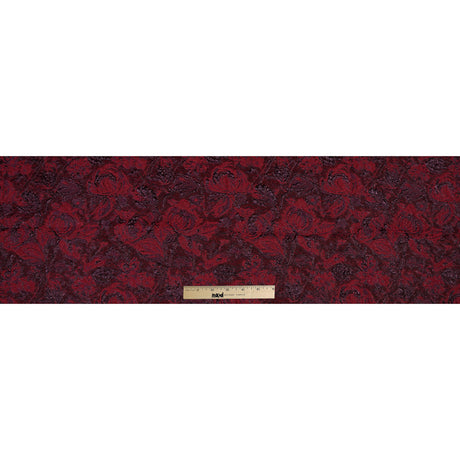 Red and Aubergine Luxury Abstract Metallic Brocade
