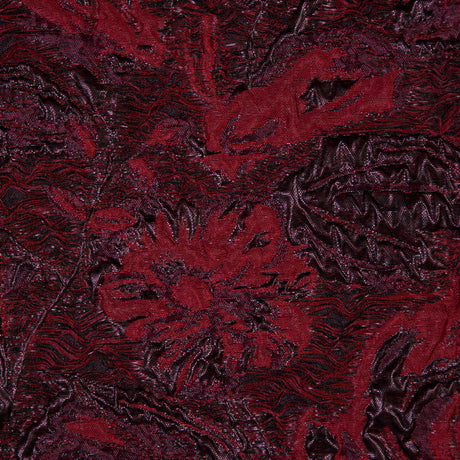 Red and Aubergine Luxury Abstract Metallic Brocade