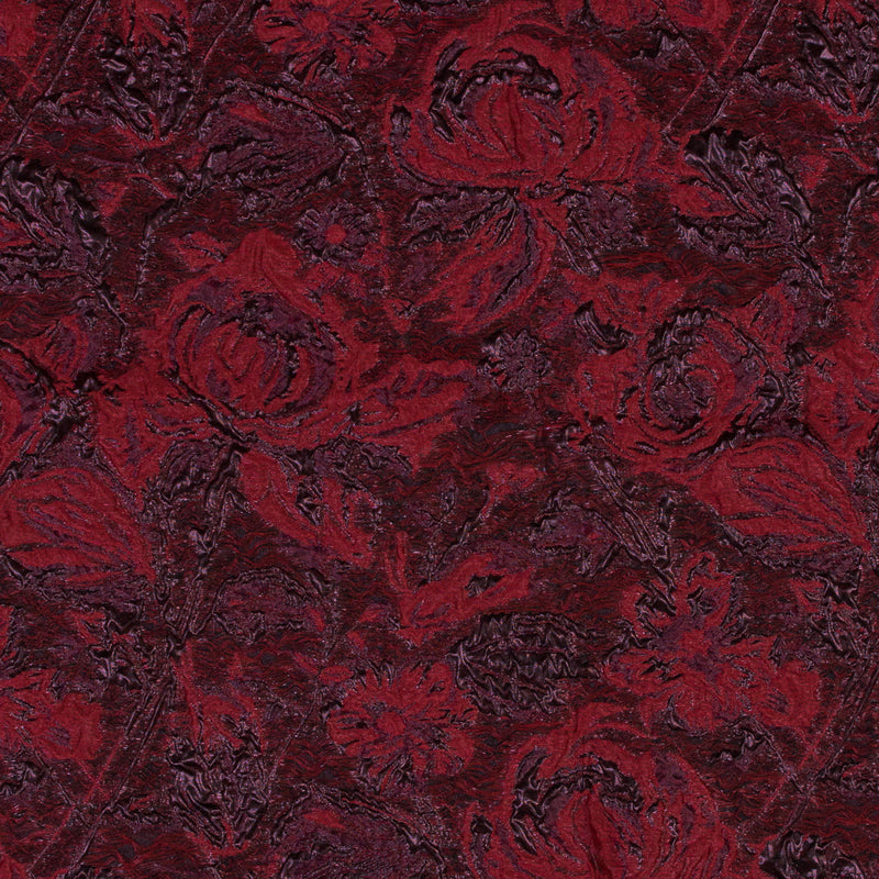 Red and Aubergine Luxury Abstract Metallic Brocade