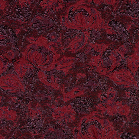 Red and Aubergine Luxury Abstract Metallic Brocade