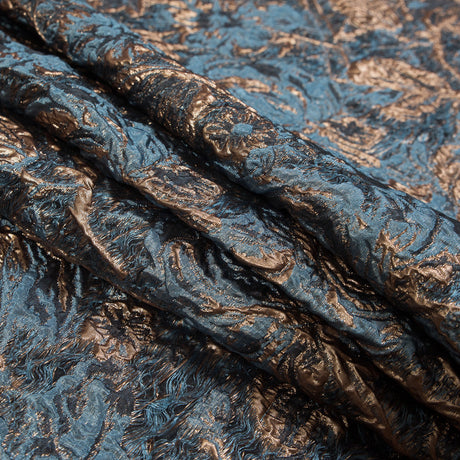 Blue and Gold Luxury Abstract Metallic Brocade