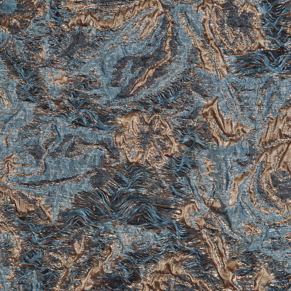 Blue and Gold Luxury Abstract Metallic Brocade
