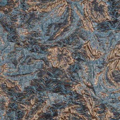 Blue and Gold Luxury Abstract Metallic Brocade
