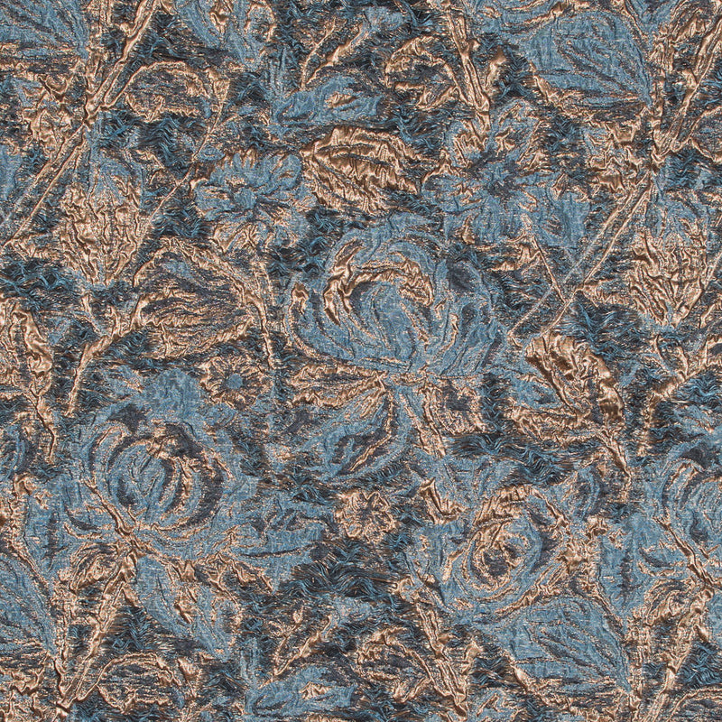 Blue and Gold Luxury Abstract Metallic Brocade