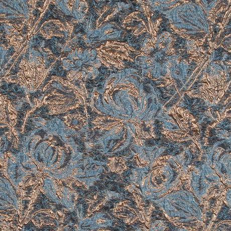 Blue and Gold Luxury Abstract Metallic Brocade