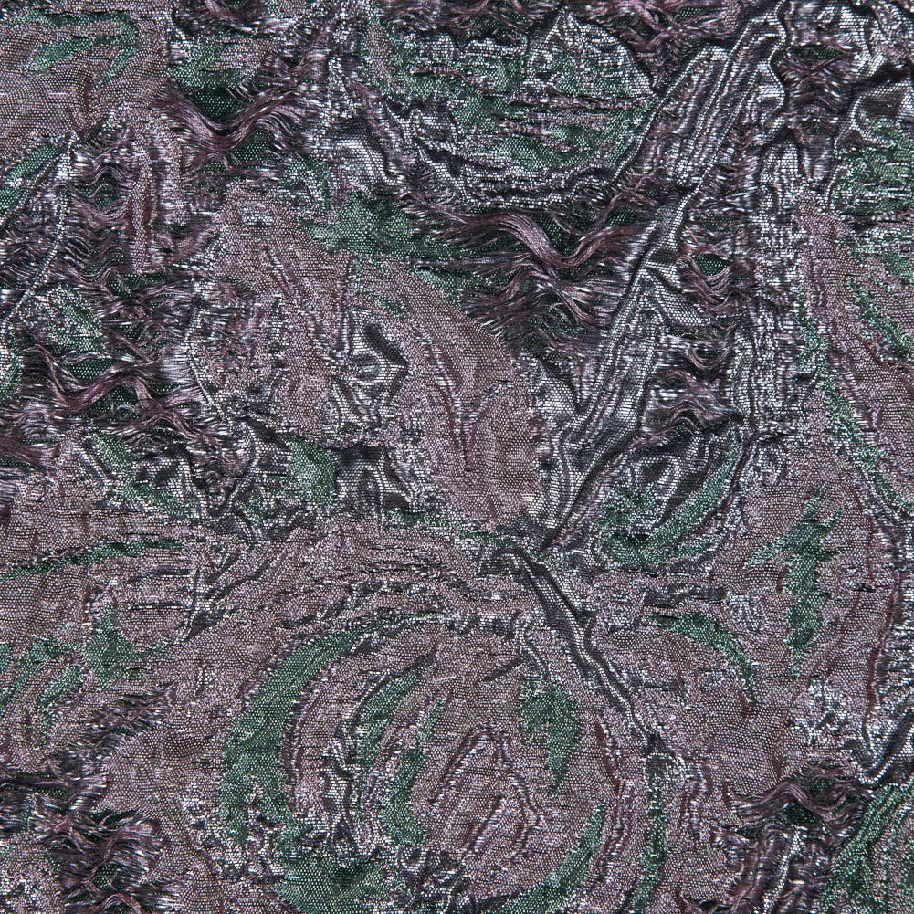 Green and Orchid Luxury Abstract Metallic Brocade