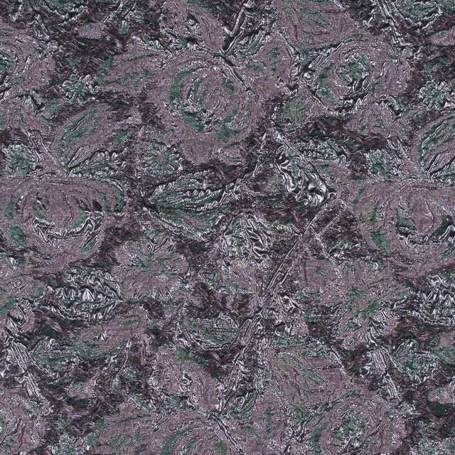 Green and Orchid Luxury Abstract Metallic Brocade