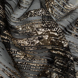 Metallic Gold and Black Luxury Striated Burnout Brocade