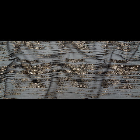 Metallic Gold and Black Luxury Striated Burnout Brocade