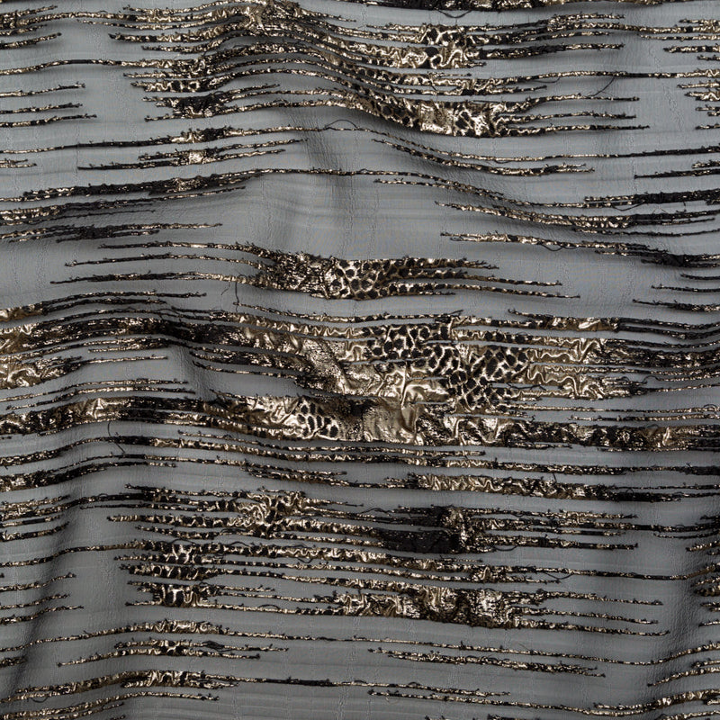 Metallic Gold and Black Luxury Striated Burnout Brocade
