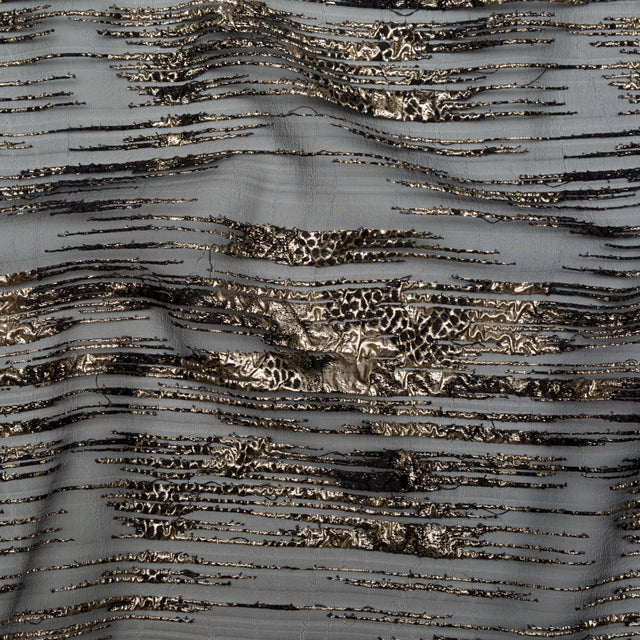 Metallic Gold and Black Luxury Striated Burnout Brocade