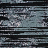 Black and Metallic Stone Blue Luxury Striated Burnout Brocade