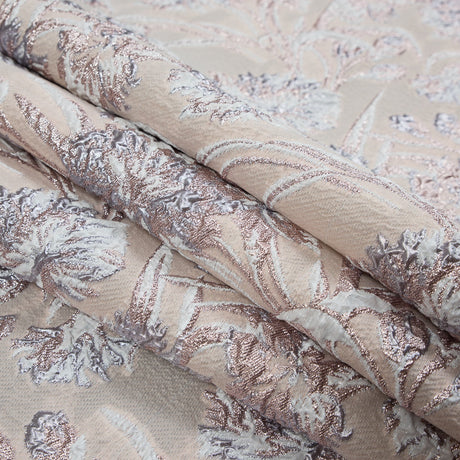 Metallic Rose Gold and Beige Luxury Floral Brocade