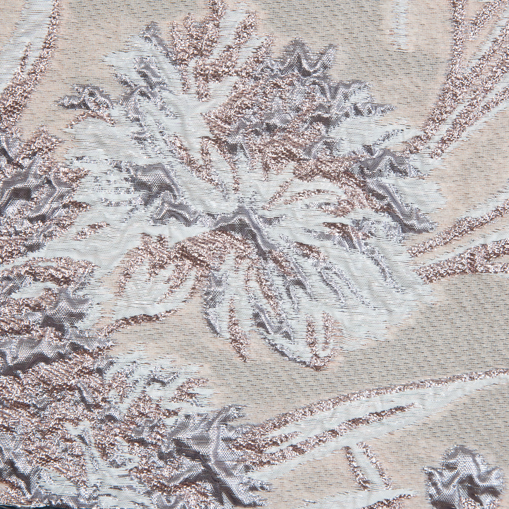 Metallic Rose Gold and Beige Luxury Floral Brocade