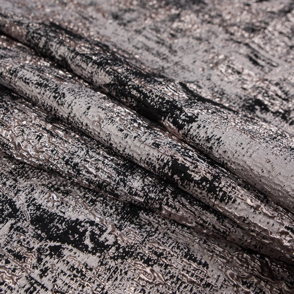 Black and Rose Gold Luxury Abstract Metallic Brocade