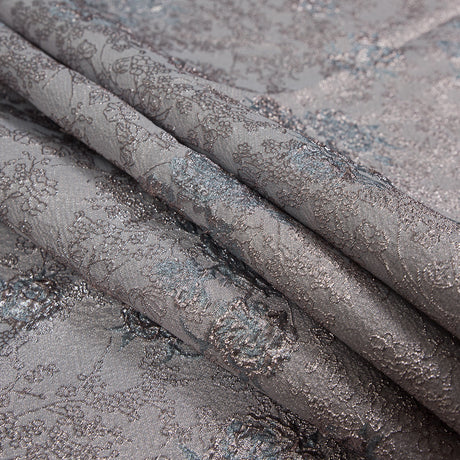 Rose Gold and Sky Blue Luxury Floral Metallic Brocade