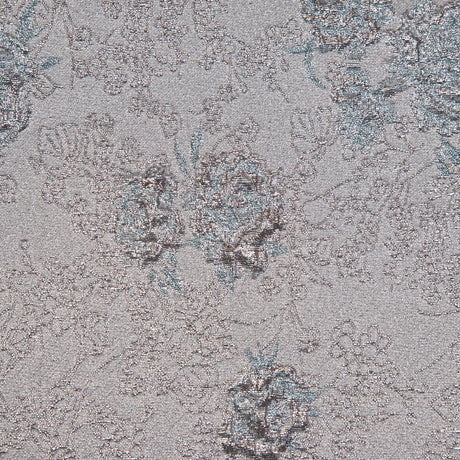 Rose Gold and Sky Blue Luxury Floral Metallic Brocade