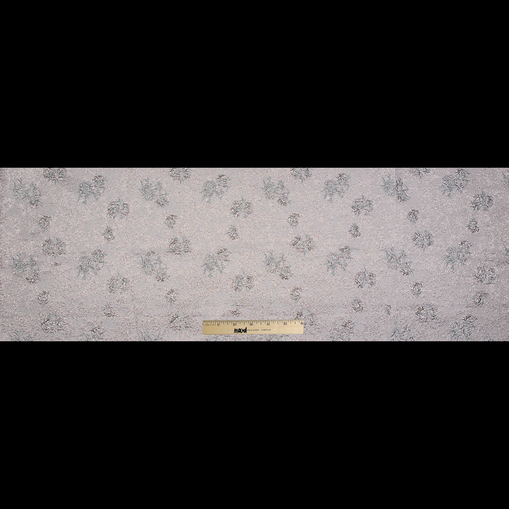 Rose Gold and Pale Blue Luxury Floral Metallic Brocade