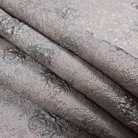 Rose Gold and Pale Blue Luxury Floral Metallic Brocade