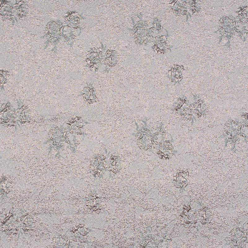 Rose Gold and Pale Blue Luxury Floral Metallic Brocade