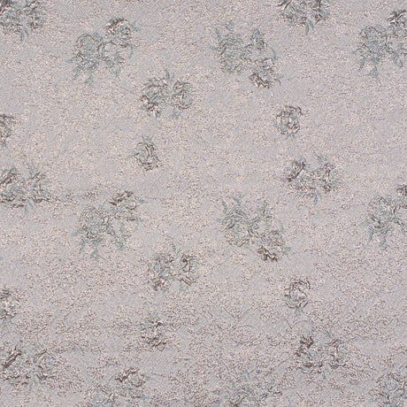 Rose Gold and Pale Blue Luxury Floral Metallic Brocade