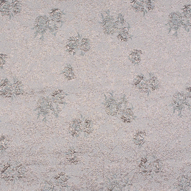 Rose Gold and Pale Blue Luxury Floral Metallic Brocade