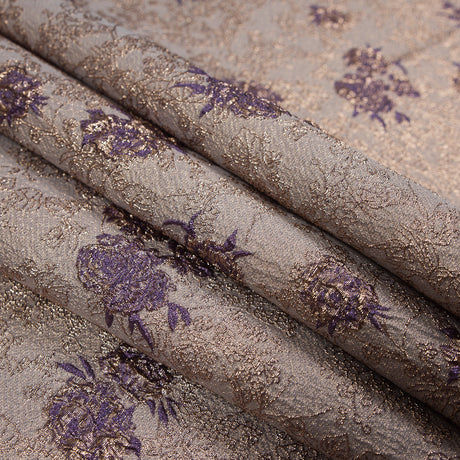 Pansy Purple and Gold Luxury Floral Metallic Brocade