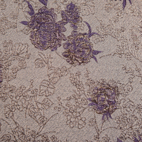 Pansy Purple and Gold Luxury Floral Metallic Brocade