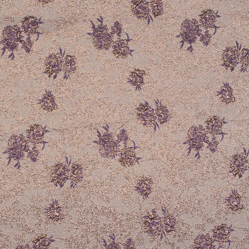 Pansy Purple and Gold Luxury Floral Metallic Brocade