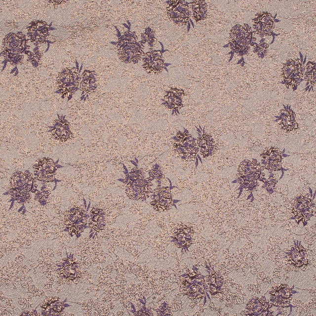 Pansy Purple and Gold Luxury Floral Metallic Brocade
