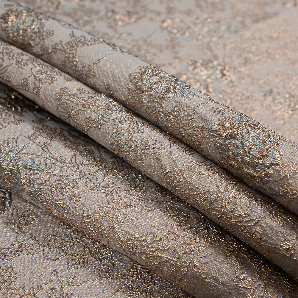 Pale Blue and Gold Luxury Floral Metallic Brocade