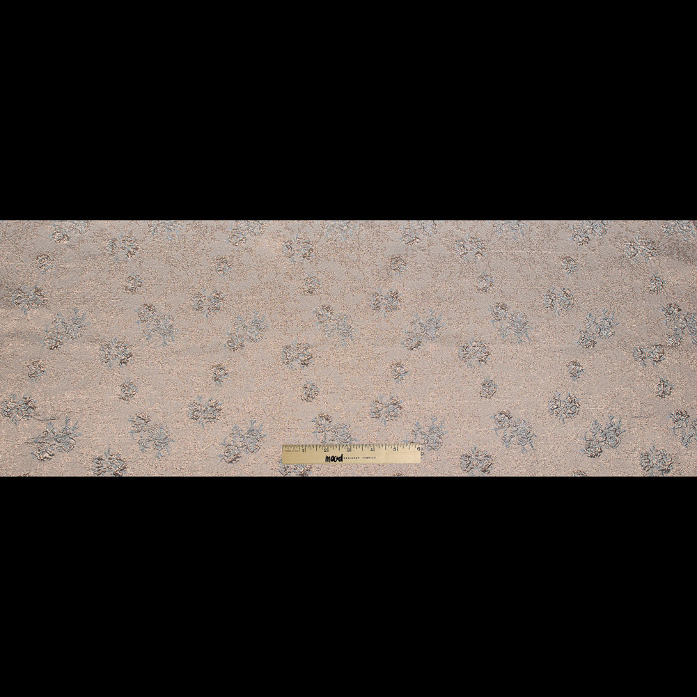 Gold and Sky Blue Luxury Floral Metallic Brocade