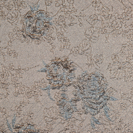 Gold and Sky Blue Luxury Floral Metallic Brocade
